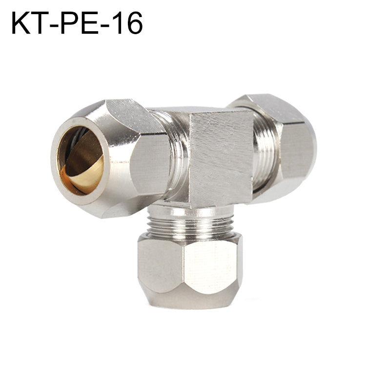 KT-PE-16 LAIZE Nickel Plated Copper T Type Tee Pneumatic Quick Fitting Copper Pipe Connector - Interface Series by LAIZE | Online Shopping UK | buy2fix
