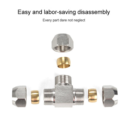 KT-PE-16 LAIZE Nickel Plated Copper T Type Tee Pneumatic Quick Fitting Copper Pipe Connector - Interface Series by LAIZE | Online Shopping UK | buy2fix