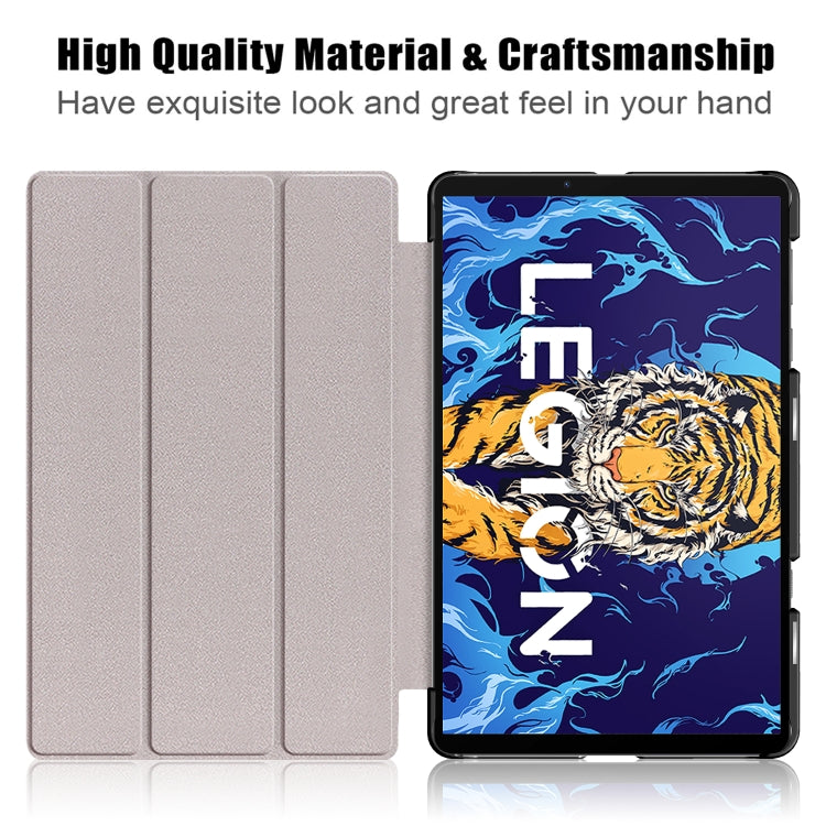 For Lenovo Legion Y700 3-folding Magnetic Buckle Coloured Drawing Leather Smart Tablet Case(Lazy Cat) - Lenovo by buy2fix | Online Shopping UK | buy2fix