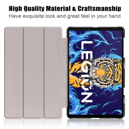 For Lenovo Legion Y700 3-folding Magnetic Buckle Coloured Drawing Leather Smart Tablet Case(Lazy Cat) - Lenovo by buy2fix | Online Shopping UK | buy2fix