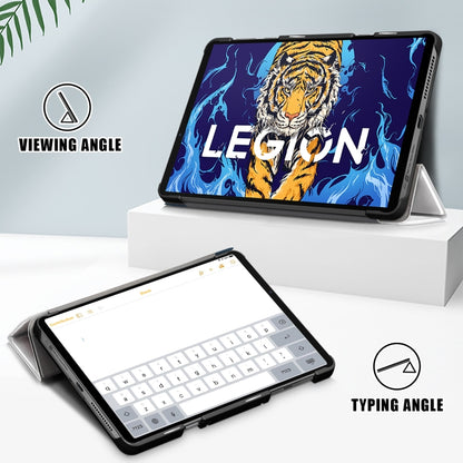 For Lenovo Legion Y700 3-folding Magnetic Buckle Coloured Drawing Leather Smart Tablet Case(Lazy Cat) - Lenovo by buy2fix | Online Shopping UK | buy2fix