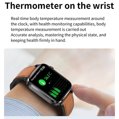 F100 1.7 inch HD Square Screen TPU Strap Smart Watch Supports Body Temperature Monitoring/Blood Oxygen Monitoring(Black) by buy2fix