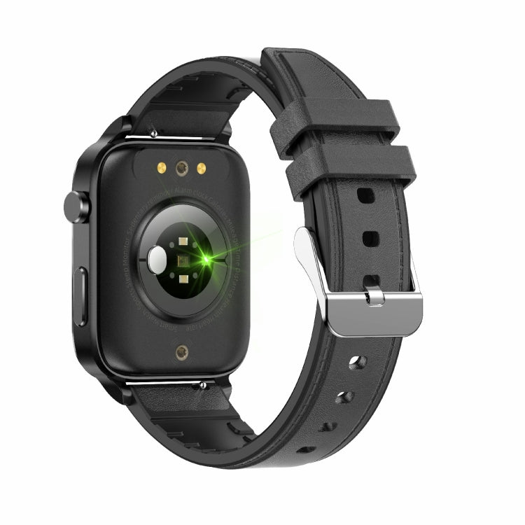 F100 1.7 inch HD Square Screen Leather Strap Smart Watch Supports Body Temperature Monitoring/Blood Oxygen Monitoring(Black) by buy2fix