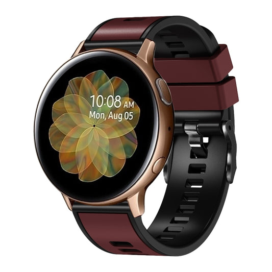 For Samsung Galaxy Watch 5 40mm / 44mm Plain Weave Two-color Silicone Watch Band(Wine Red Black) - Watch Bands by buy2fix | Online Shopping UK | buy2fix