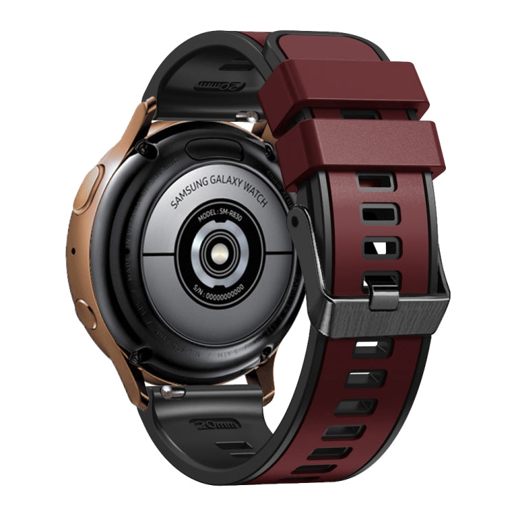 For Samsung Galaxy Watch 5 40mm / 44mm Plain Weave Two-color Silicone Watch Band(Wine Red Black) - Watch Bands by buy2fix | Online Shopping UK | buy2fix
