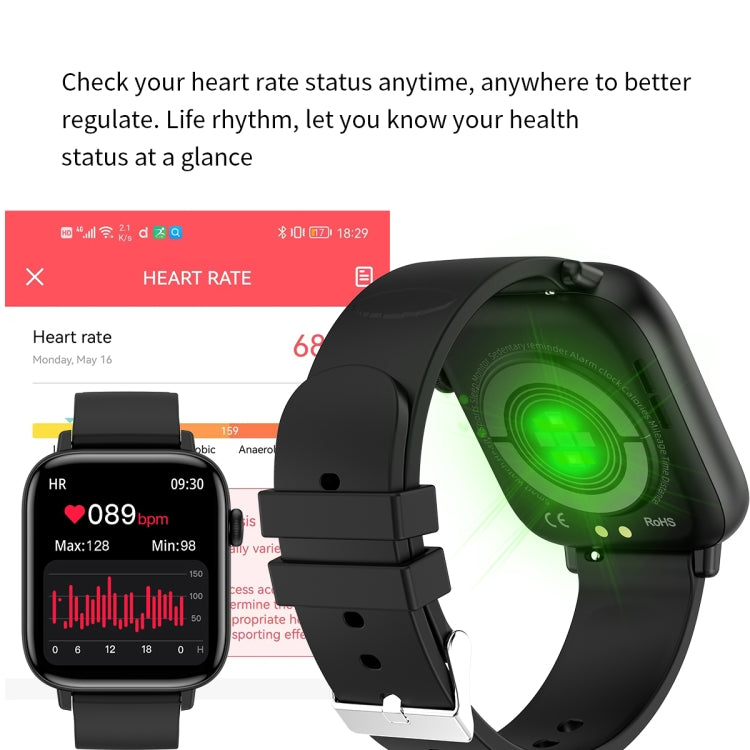 T49 1.9 inch HD Square Screen Smart Watch Supports Heart Rate Monitoring/Bluetooth Calling(Silver Black) - Smart Watches by buy2fix | Online Shopping UK | buy2fix
