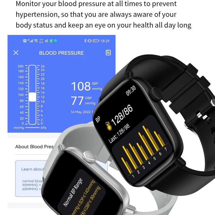 T49 1.9 inch HD Square Screen Smart Watch Supports Heart Rate Monitoring/Bluetooth Calling(Silver Black) - Smart Watches by buy2fix | Online Shopping UK | buy2fix