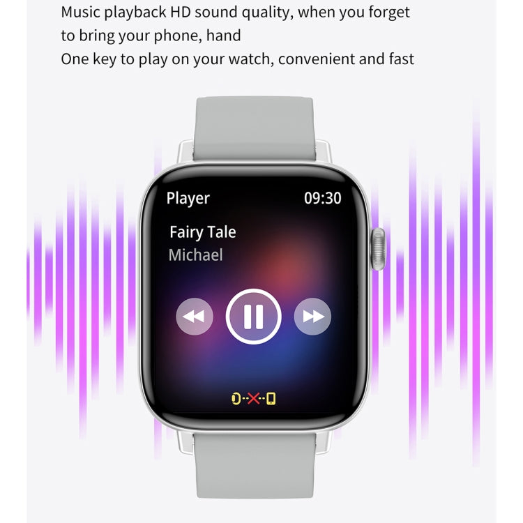 T49 1.9 inch HD Square Screen Smart Watch Supports Heart Rate Monitoring/Bluetooth Calling(Silver Black) - Smart Watches by buy2fix | Online Shopping UK | buy2fix