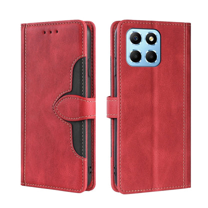 For Honor X8 5G/X6 Skin Feel Magnetic Buckle Leather Phone Case(Red) by buy2fix