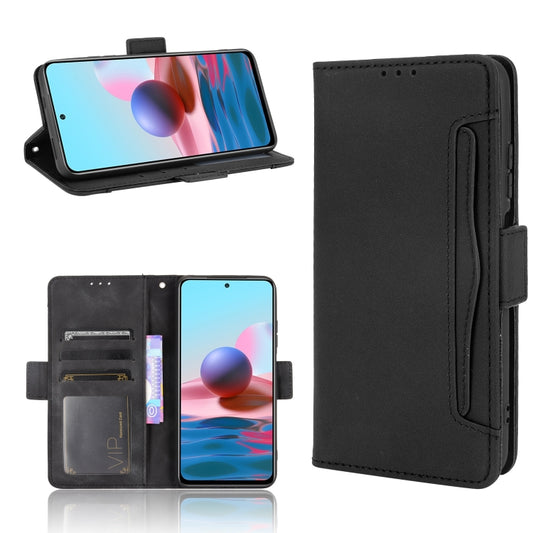 For Xiaomi Poco M5S / Redmi Note 10 4G / 10S Skin Feel Calf Texture Card Slots Leather Phone Case(Black) by buy2fix