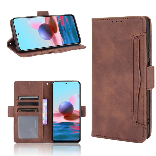 For Xiaomi Poco M5S / Redmi Note 10 4G / 10S Skin Feel Calf Texture Card Slots Leather Phone Case(Brown) - Xiaomi Cases by buy2fix | Online Shopping UK | buy2fix