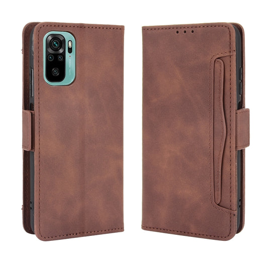 For Xiaomi Poco M5S / Redmi Note 10 4G / 10S Skin Feel Calf Texture Card Slots Leather Phone Case(Brown) - Xiaomi Cases by buy2fix | Online Shopping UK | buy2fix