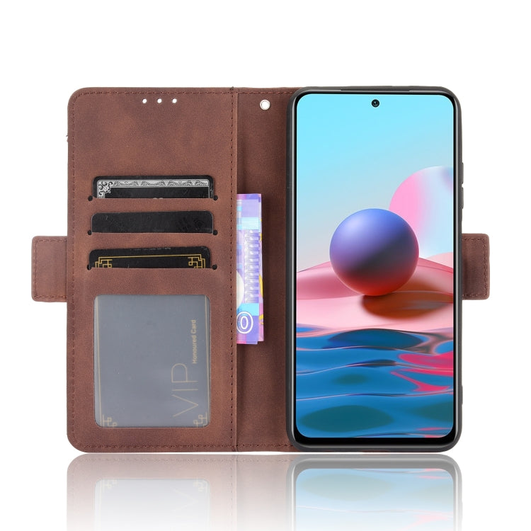 For Xiaomi Poco M5S / Redmi Note 10 4G / 10S Skin Feel Calf Texture Card Slots Leather Phone Case(Brown) - Xiaomi Cases by buy2fix | Online Shopping UK | buy2fix