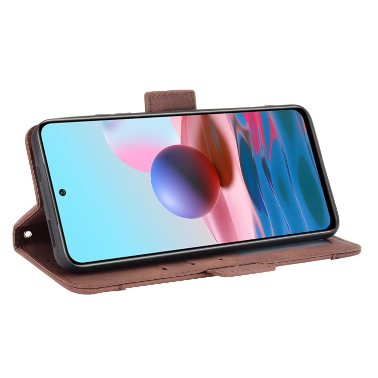 For Xiaomi Poco M5S / Redmi Note 10 4G / 10S Skin Feel Calf Texture Card Slots Leather Phone Case(Brown) - Xiaomi Cases by buy2fix | Online Shopping UK | buy2fix