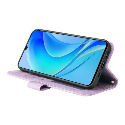 For Huawei nova Y70 / Y70 Plus / Enjoy 50 Skin Feel Life Tree Metal Button Leather Phone Case(Purple) - Huawei Cases by buy2fix | Online Shopping UK | buy2fix