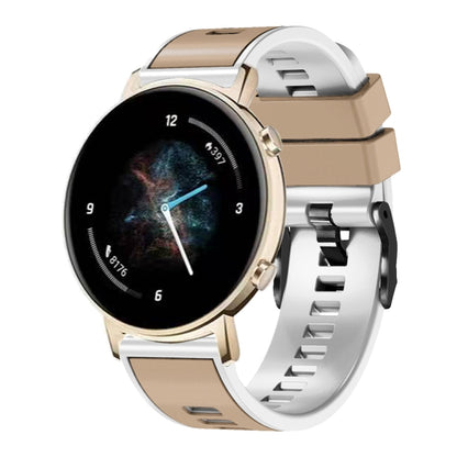 For Samsung Galaxy Watch 5 Pro 45mm Plain Weave Two-color Silicone Watch Band(Khaki White) by buy2fix