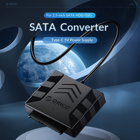 ORICO UTS1 Type-C / USB-C USB 3.0 2.5-inch SATA HDD Adapter with 12V 2A Power Adapter, Cable Length:0.3m(UK Plug) - USB to IDE / SATA by ORICO | Online Shopping UK | buy2fix
