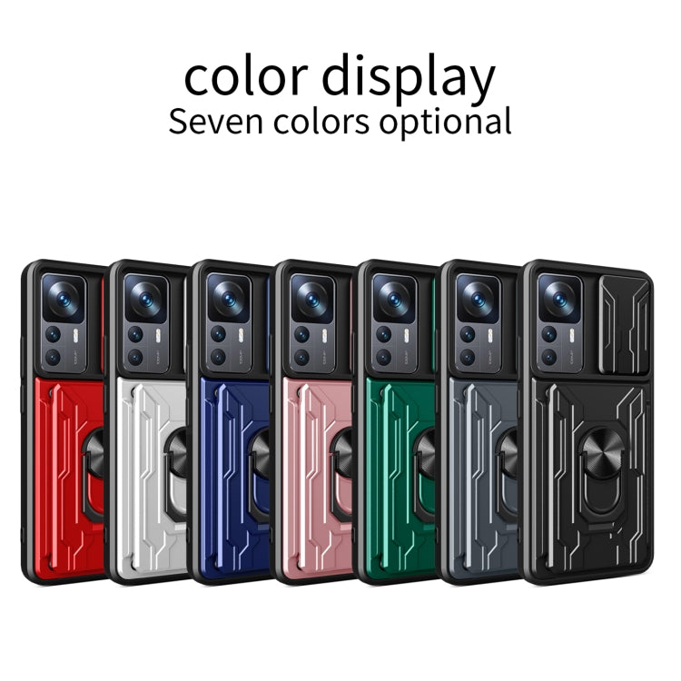 For Xiaomi 12T / 12T Pro / Redmi K50 Ultra Sliding Camshield TPU+PC Phone Case with Card Slot(Black) - Xiaomi Cases by buy2fix | Online Shopping UK | buy2fix