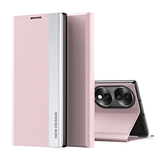 For Honor 70 Side Electroplated Magnetic Leather Phone Case(Pink) - Honor Cases by buy2fix | Online Shopping UK | buy2fix
