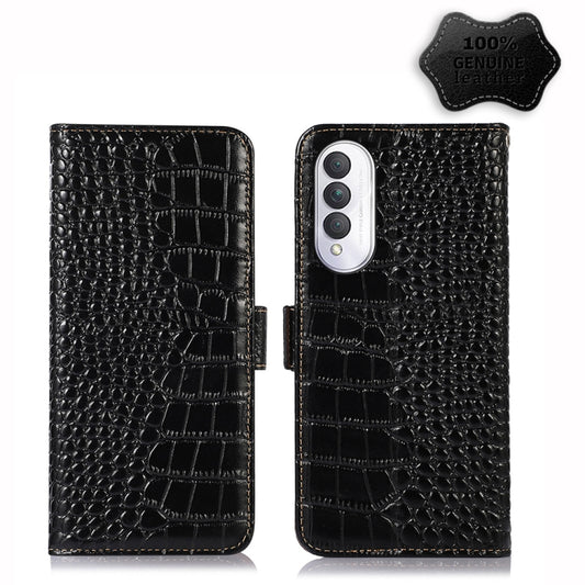 For Samsung Galaxy A14 5G Crocodile Top Layer Cowhide Leather Phone Case(Black) by buy2fix