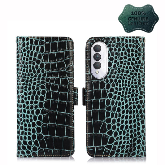 For Samsung Galaxy A14 5G Crocodile Top Layer Cowhide Leather Phone Case(Green) by buy2fix
