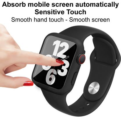 For Apple Watch SE 2022 40mm imak Silicone Watch Band PC Frame with Tempered Glass Film(Navy Blue) by buy2fix