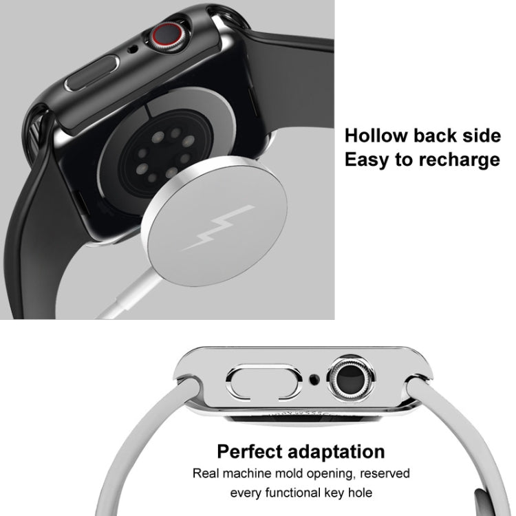 For Apple Watch SE 2022 40mm imak Silicone Watch Band PC Frame with Tempered Glass Film(Navy Blue) by buy2fix