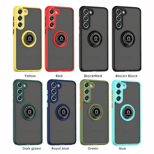 For Samsung Galaxy S23 5G Q Shadow I Ring Kickstand PC and TPU Hybrid Phone Case(Dark Green) - Galaxy S23 5G Cases by buy2fix | Online Shopping UK | buy2fix