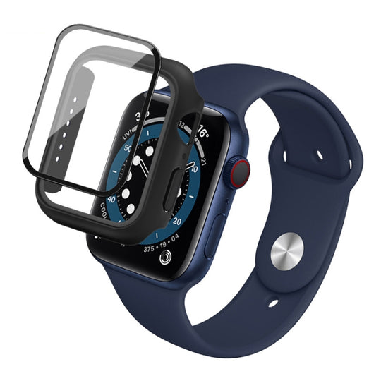 For Apple Watch Series 9 / 8 / 7 41mm imak PC Frame Case with Tempered Glass Film(Black)