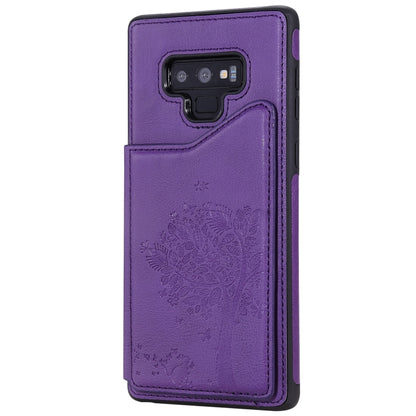 For Galaxy Note 9 Cat Tree Embossing Pattern Shockproof Protective Case with Card Slots & Photo Frame & Holder(Purple) by buy2fix