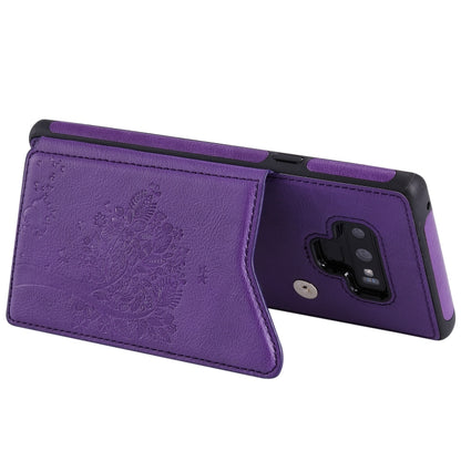 For Galaxy Note 9 Cat Tree Embossing Pattern Shockproof Protective Case with Card Slots & Photo Frame & Holder(Purple) by buy2fix