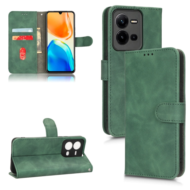 For vivo V25 5G / V25e / X80 Lite Skin Feel Magnetic Flip Leather Phone Case(Green) - vivo Cases by buy2fix | Online Shopping UK | buy2fix