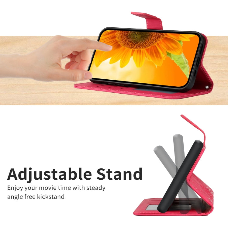 For OPPO A9 2020/A5 2020 Skin Feel Sun Flower Pattern Flip Leather Phone Case with Lanyard(Rose Red) - OPPO Cases by buy2fix | Online Shopping UK | buy2fix
