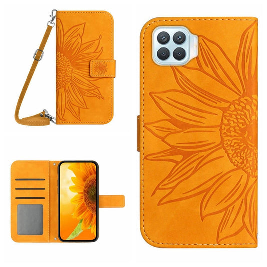 For OPPO A73 4G Skin Feel Sun Flower Pattern Flip Leather Phone Case with Lanyard(Yellow) - OPPO Cases by buy2fix | Online Shopping UK | buy2fix