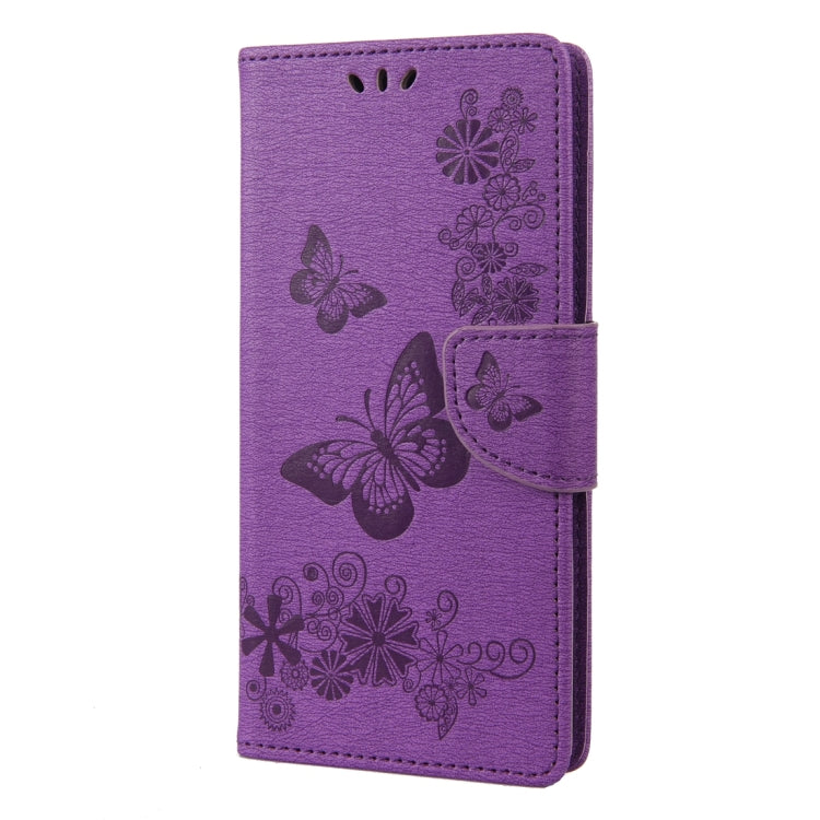 For Samsung Galaxy A14 5G Butterfly Embossed Horizontal Flip Leather Phone Case(Purple) by buy2fix