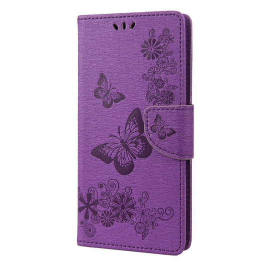 For Samsung Galaxy A14 5G Butterfly Embossed Horizontal Flip Leather Phone Case(Purple) by buy2fix