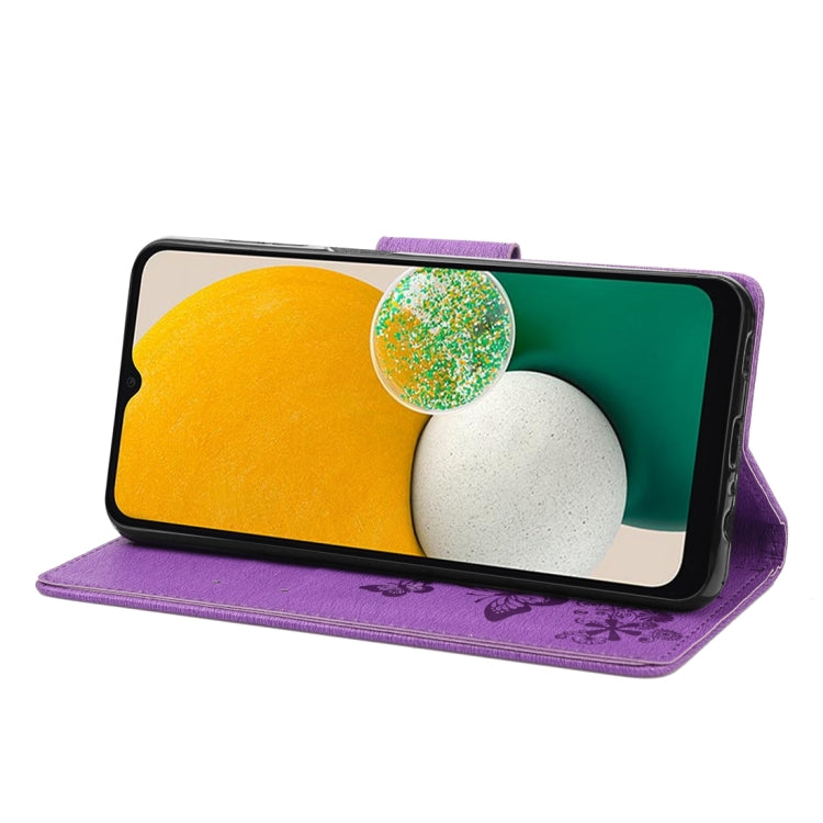 For Samsung Galaxy A14 5G Butterfly Embossed Horizontal Flip Leather Phone Case(Purple) by buy2fix