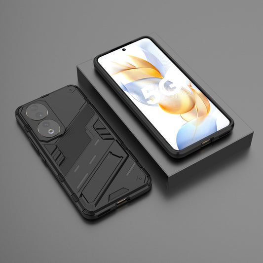 For Honor 90 Punk Armor PC + TPU Phone Case with Holder(Black) - Honor Cases by buy2fix | Online Shopping UK | buy2fix