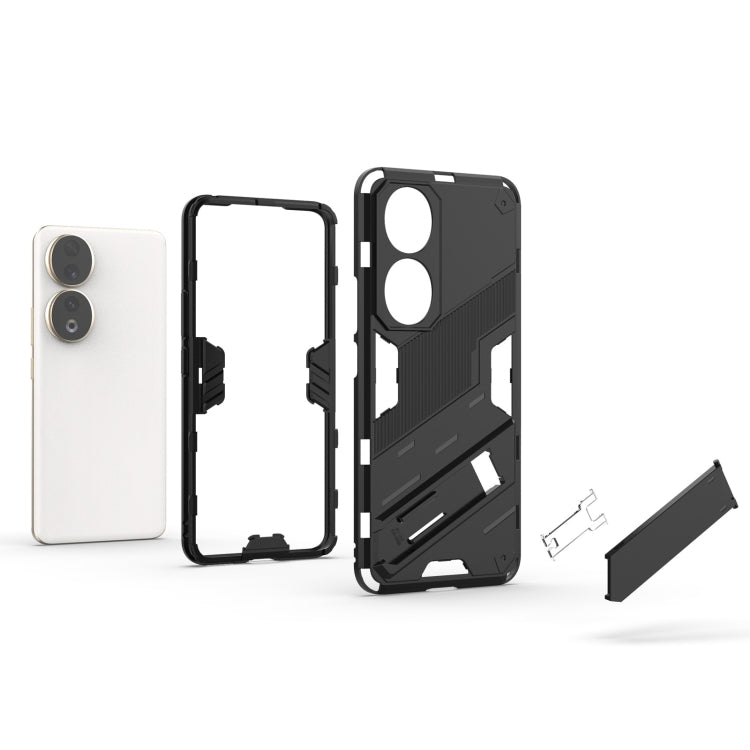 For Honor 90 Punk Armor PC + TPU Phone Case with Holder(Black) - Honor Cases by buy2fix | Online Shopping UK | buy2fix