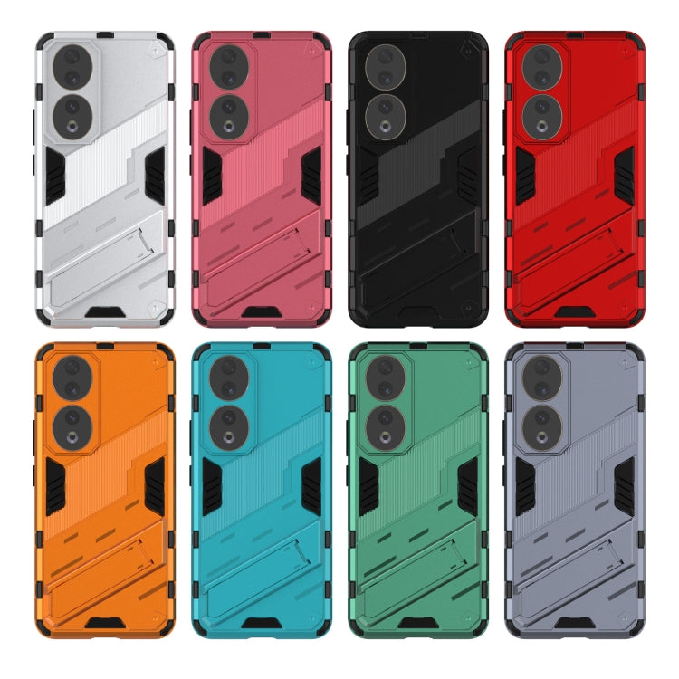 For Honor 90 Punk Armor PC + TPU Phone Case with Holder(White) by buy2fix