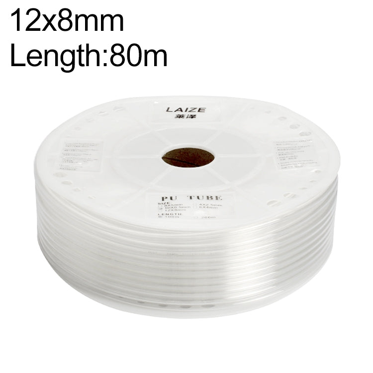 LAIZE Pneumatic Compressor Air Flexible PU Tube, Specification:12x8mm, 80m(Transparent) - PU Air Pipe by LAIZE | Online Shopping UK | buy2fix
