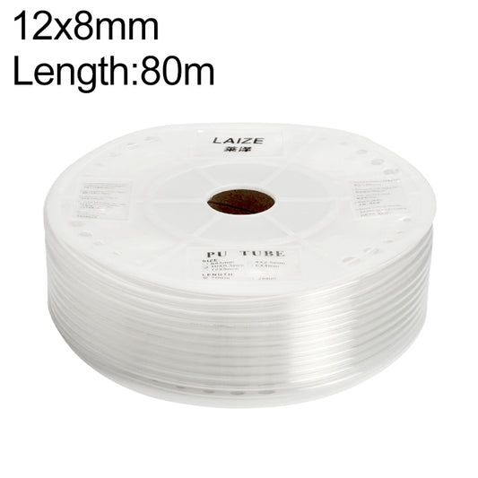 LAIZE Pneumatic Compressor Air Flexible PU Tube, Specification:12x8mm, 80m(Transparent) - PU Air Pipe by LAIZE | Online Shopping UK | buy2fix