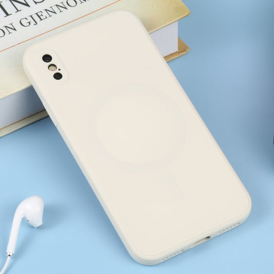 For iPhone XS Max Liquid Silicone Full Coverage Shockproof Magsafe Phone Case(White) - More iPhone Cases by buy2fix | Online Shopping UK | buy2fix