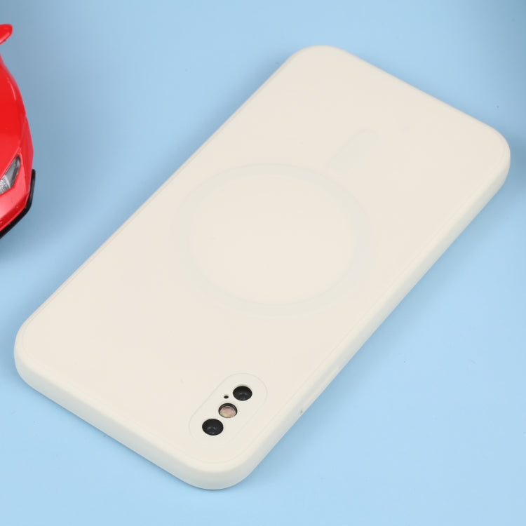 For iPhone XS Max Liquid Silicone Full Coverage Shockproof Magsafe Phone Case(White) - More iPhone Cases by buy2fix | Online Shopping UK | buy2fix