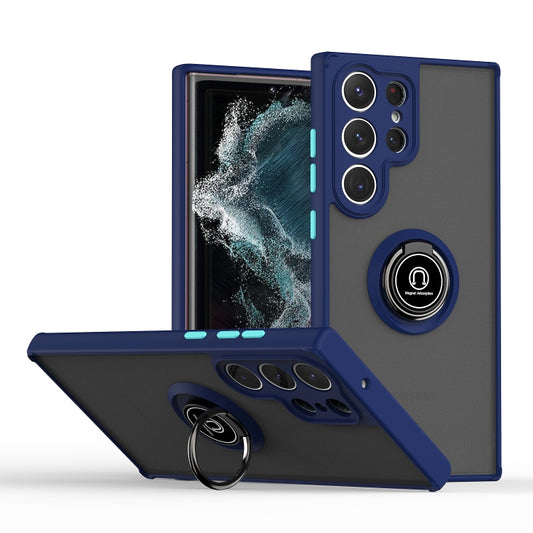For Samsung Galaxy S23 Ultra 5G Q Shadow I Ring Holder PC and TPU Hybrid Phone Case(Royal Blue) - Galaxy S23 Ultra 5G Cases by buy2fix | Online Shopping UK | buy2fix