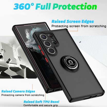 For Samsung Galaxy S23 Ultra 5G Q Shadow I Ring Holder PC and TPU Hybrid Phone Case(Royal Blue) - Galaxy S23 Ultra 5G Cases by buy2fix | Online Shopping UK | buy2fix