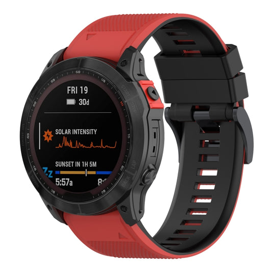 For Garmin Fenix 7 Two-color Silicone Watch Band(Red Black) - Watch Bands by buy2fix | Online Shopping UK | buy2fix