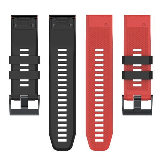 For Garmin Fenix 7 Two-color Silicone Watch Band(Red Black) - Watch Bands by buy2fix | Online Shopping UK | buy2fix