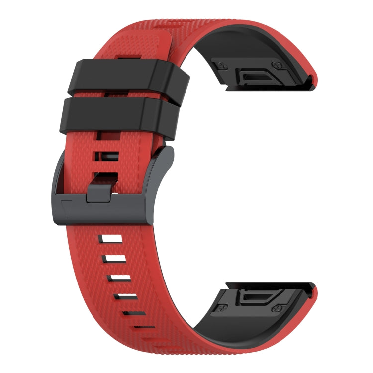 For Garmin Fenix 7 Two-color Silicone Watch Band(Red Black) - Watch Bands by buy2fix | Online Shopping UK | buy2fix