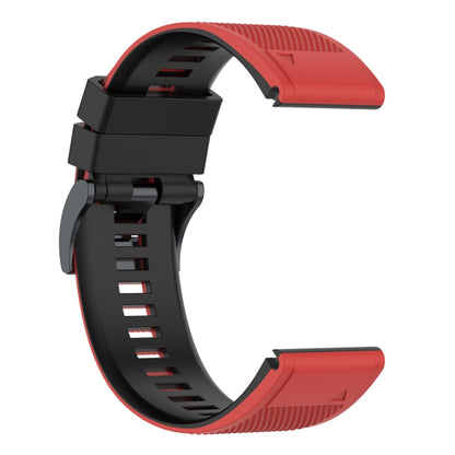 For Garmin Fenix 7 Two-color Silicone Watch Band(Red Black) - Watch Bands by buy2fix | Online Shopping UK | buy2fix